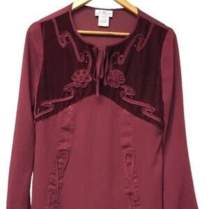J Marco Top Womens Small Maroon Sheer